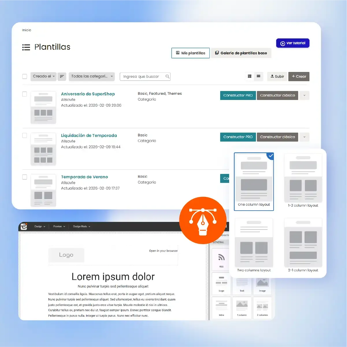 Emboxia template gallery and email editor